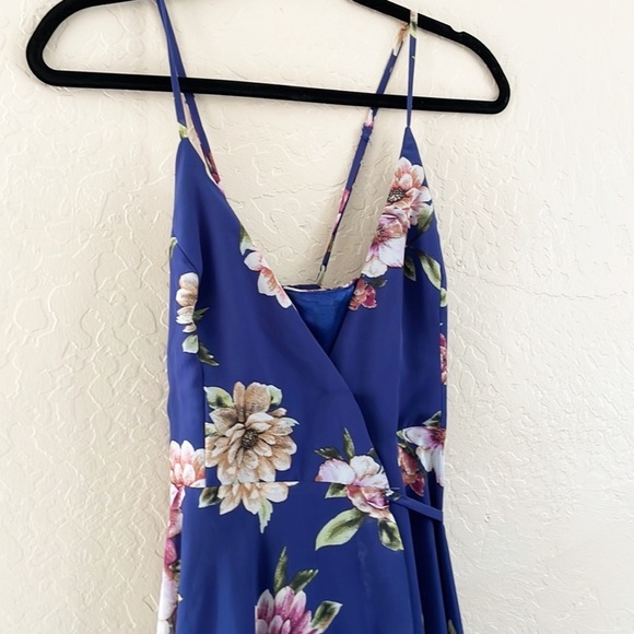 Lulus Blue Floral Maxi Wrap Dress - Picture 4 of 11